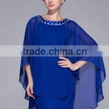 Scoop Neck Knee-Length Chiffon Charmeuse Dress wrap dress Party dress With Beading