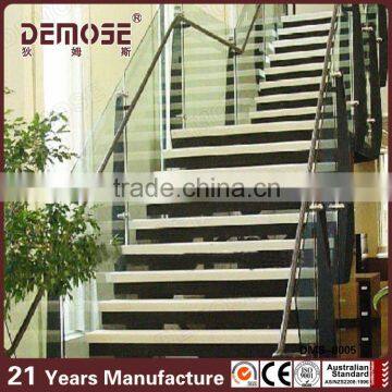 L shape residential double beam laminated glass tread staircase