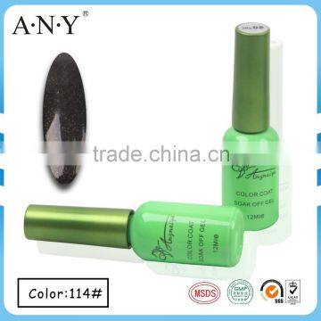 ANY Nail Beauty Salon Using UV Gel Nail Curing Soak Off Black Golden Chrome Nail Polish Gel 12ML