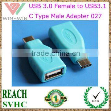 Blue USB 2.0 Female to Type C Male USB 3.1 Adapter 027