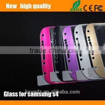 2.5D Color brushed titanium alloy metal Tempered Glass Screen Protector guard for Samsung S4