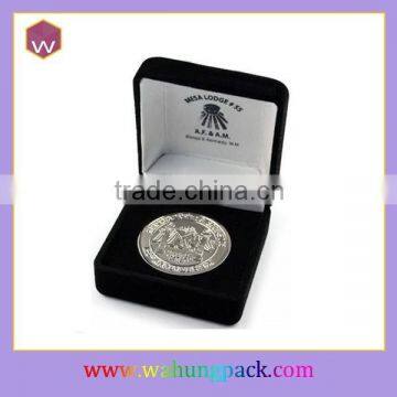 Luxury Black Flocking Velvet Coin Gift Box With Custom Logo Wh-0315