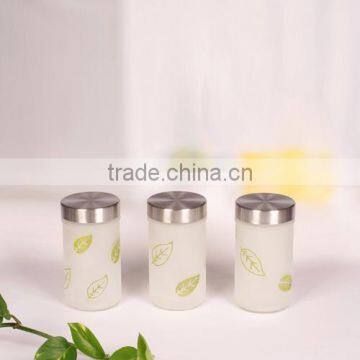 3pcs colored frosted glass canister set