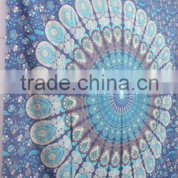 RT-611 Beautiful Tradition Sanganeri Mandala Hand Block Cotton Fabric Printed Tapestry Bedspread / Bed Cover photo-4