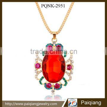 Newest design fashion high quality colored rhinestone diamond flower necklace