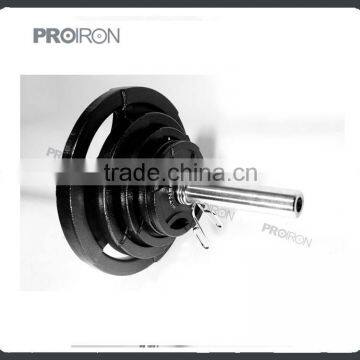 225bl Three Hole Cast Iron Weight Plate Barbell Set photo-3