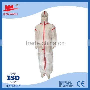 New Design Disposable Red Tape Seamed Microporous Coverall photo-2