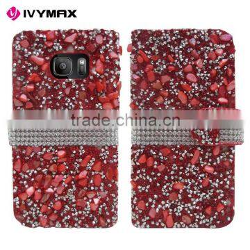 Wholesale Diamond Phone Case for Samsung s7 PU Wallet Bling Cover photo-2
