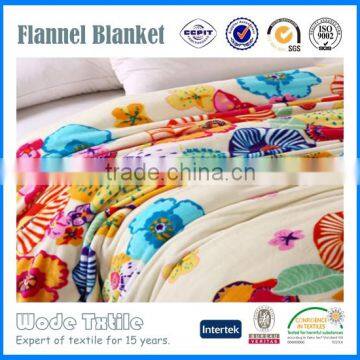 Factory Price Knitted Home Textile Flower print Blanket Flannel Fleece Throw