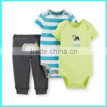 Hot selling 3pcs baby gifts sets,baby bodysuist sets 3pcs infant boys clothes set