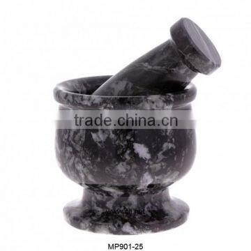 Black Zebra Marble Mortar Pestle