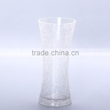 crackle clear glass vase