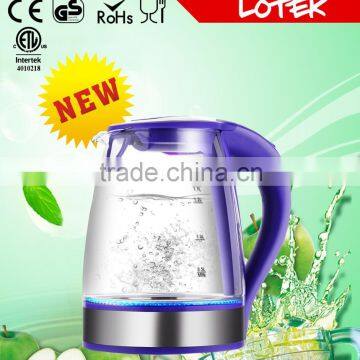 striking blue led glass electirc kettle with 1.7L volume