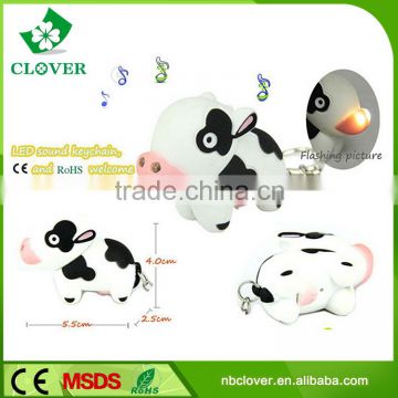 Fashion animal design ABS material 2 led custom keychain flashlight