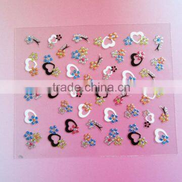 DIY PET 2D glitter epoxy nail art sticker custom eco-friendly 3D nail art decals for girls factory