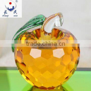 Vivid Amber Crystal Glass Apple for Decorations and Gift ZWM021