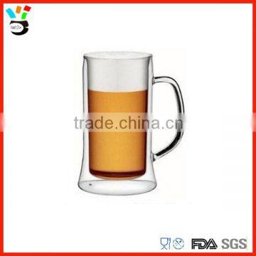 Eco-Friendly Feature & FDA,SGS Certification Double Wall Beer Glass With Handle