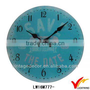 Number Antique Blue Iron Wall Clock for Sale