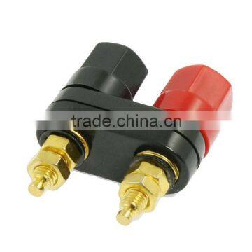 Black Red Plastic Shell 5mm Thread Dia Dual Female Banana Plug Terminal Binding Post for Speaker Amplifier