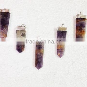 Indian Amethyst Flat Pendants | INDIAN healing jewelry Wholesale