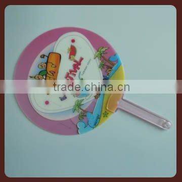 customized round plastic hand fan/pp fan stick