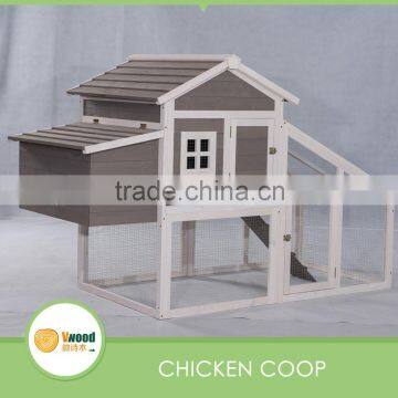 Grey & White Wooden Penthouse Chicken Coop with run