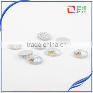 2016 Wholesale Round AB Color Fish Scale Carved Resin Dome Seals Cabochon photo-2