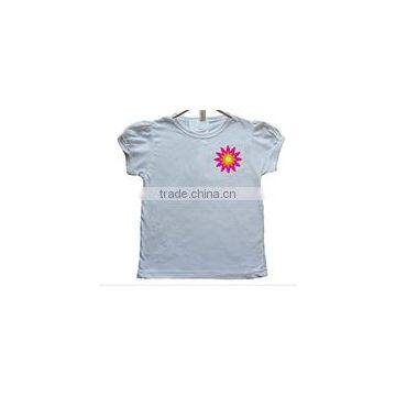 girls t-shirt kids cotton white T-Shirt with Puff Sleeves soft tees little girls wholesale