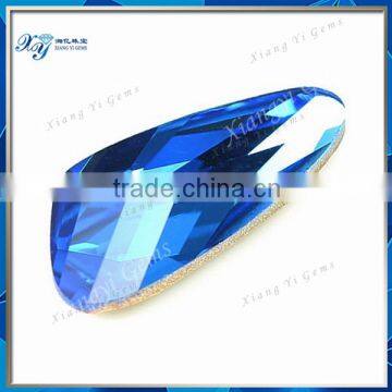 9x18mm High quality china manufacturing gemstone special crystal glass ocean blue bottom silver plated sapphire price per carat