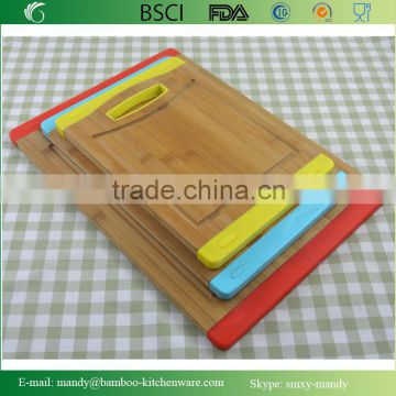 Non-slip Bamboo serving Board with colorful silicone edges