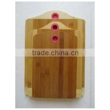 Silicone Hanging Circle 2 Color Tone Cheese Bamboo Wooden Chopping Board Set photo-3