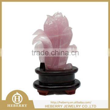 charming Madagascar rose quartz crystal flower carving for home decoration or collection