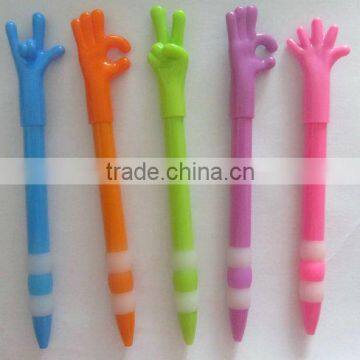 4 hand sign plastic finger ballpoint pen/cute promotional pen