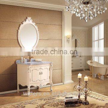 Top sale floor standing antique wooden bathroom cabinet in cream WTS835