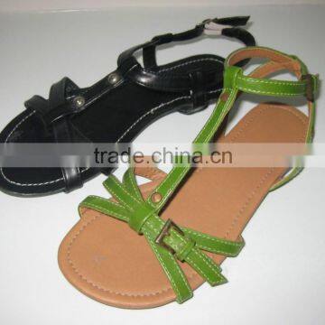 latest T-strap ladies basic fashion flat sandal