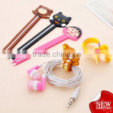 pvc portable mini earphone custom winder plastic cable clip