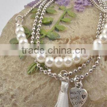 Foreign Trade Jewelry Popular Multi-layer Metal Chain Tassel Bracelet Grey Pearl Jewelry Bracelet