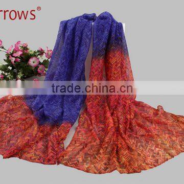 Gradient Color Simple and Fancy Voile Stoles Scarf Shawls for Women Ladies Girls All Year Applicable photo-2
