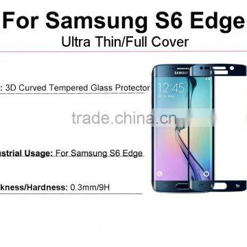 New Product!!!!!Premium Black Color Full Curved Surf Tempered Glass Screen Protector for Samsung Galaxy S6 Edge