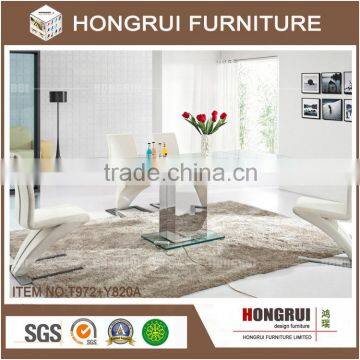 Hot sale extention dining table,glass table & stainless steel table