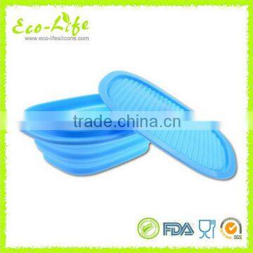 960ML Rectangle Silicone Foldable Food Container Bowl, Collapsible Lunch Box,