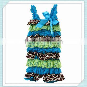 Hot sale Fashion/ Pretty/ Soft Ruffled Rompers Baby Sleeveless Rompers/ Bodysuit Best Posh Petti Ruffle Lace And Satin Rompers
