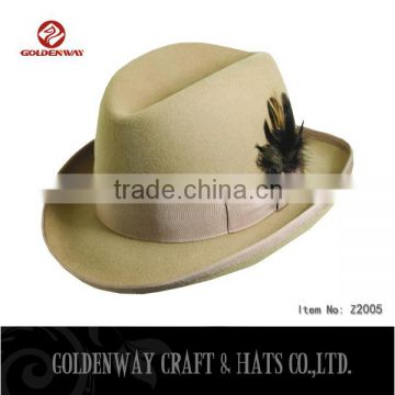 Custom New arrival fahion Khaki color wool felt hat for ladies