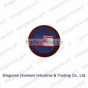 Fashion Needlepoint Coasters with Cowhide Leather in American Flag Pattern