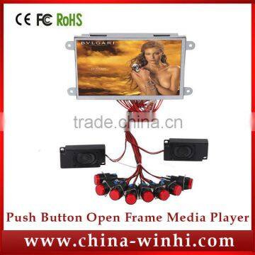 Hot sex 7 inch lcd display open frame 16:9 in store video advertising push button LCD digital signage player