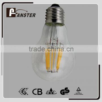 Warm White 360 Degree A60 A19 E27 E26 B22 6W 8W CE RoHS Led Filament Bulb,220V Filament Lamp