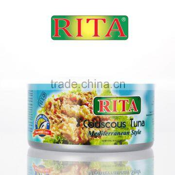 CANNED VALUE ADDED TUNA FISH MEDITERRANEAN STYLE FROM THAILAND BLUE RIVA / RITA BRAND