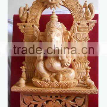 Wooden Handicraft wood Carving Hindu God Ganesha Rich Art And Craft Jaipur Rajasthan India Artisan Statue sculpture Fine