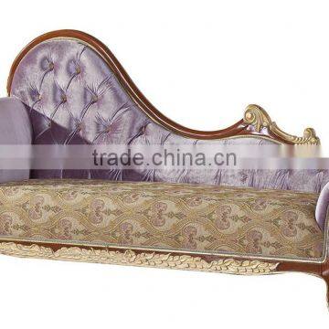 Antique Classic Palace Chaise Lounge, Wood Carving Recliner Sofa, Luxury Wood Sofa Living Room Furniture