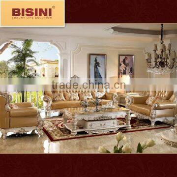 Bisini French Palace Exquisite Genuine Leather Sofa Set photo-4